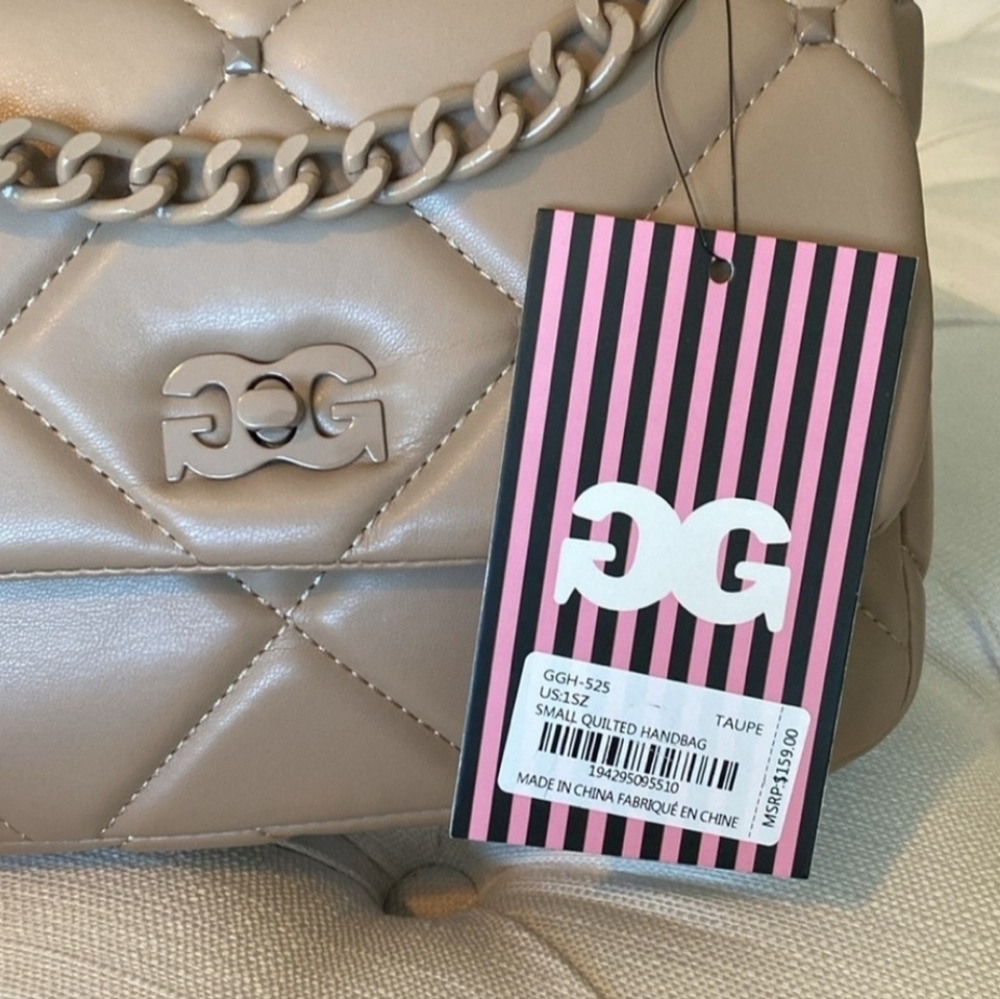 NWT Gilda Paris Quilted Taupe Crossbody, Long And Short Chain - Picture 3 of 9